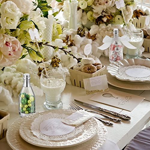 Cunhill 18 Pieces Mini Champagne Bottles Container Bulk Plastic Small Champagne Candy Bottles DIY Favor Mini Candy Jars Wedding Favors for Wedding Bridal Baby Shower Birthday(Clear and Silver) - Image 4