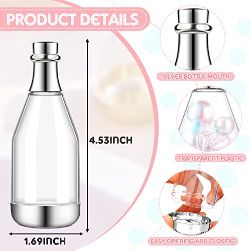 Cunhill 18 Pieces Mini Champagne Bottles Container Bulk Plastic Small Champagne Candy Bottles DIY Favor Mini Candy Jars Wedding Favors for Wedding Bridal Baby Shower Birthday(Clear and Silver) - Image 2