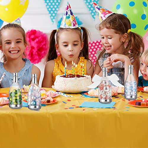 Cunhill 18 Pieces Mini Champagne Bottles Container Bulk Plastic Small Champagne Candy Bottles DIY Favor Mini Candy Jars Wedding Favors for Wedding Bridal Baby Shower Birthday(Clear and Silver) - Image 5