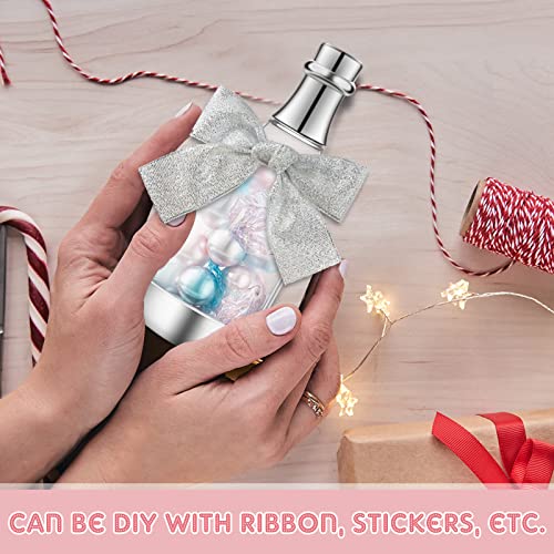 Cunhill 18 Pieces Mini Champagne Bottles Container Bulk Plastic Small Champagne Candy Bottles DIY Favor Mini Candy Jars Wedding Favors for Wedding Bridal Baby Shower Birthday(Clear and Silver) - Image 3
