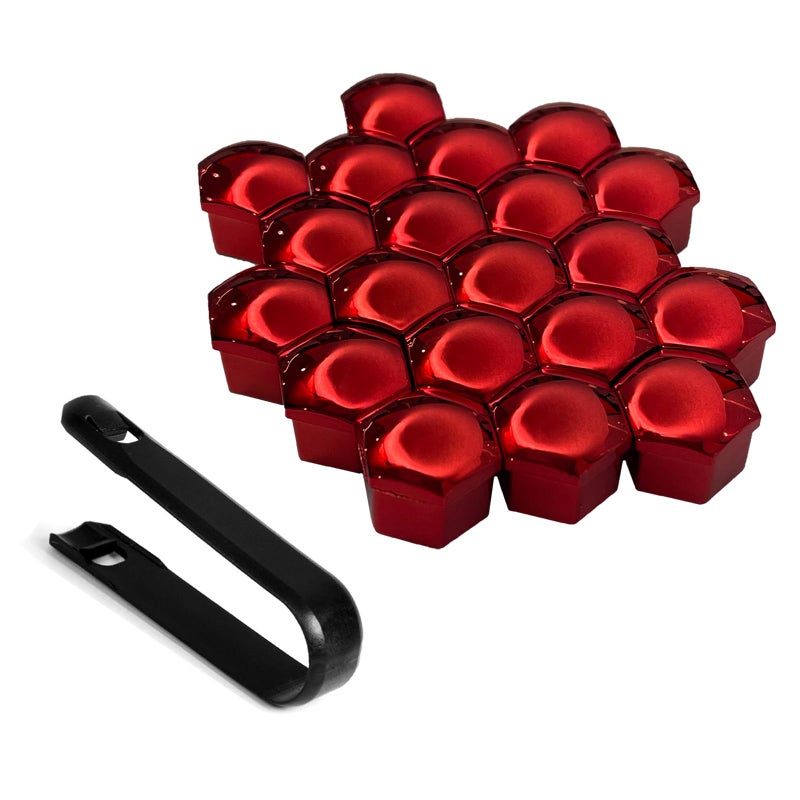 Eponcia 20PCS Car Lug Nut Covers Red Lug Nut Covers Hexagonal Wheel Lugnut Caps with Removal Tool Tire Hub Screw Dust Protector Cap Chrome Tyre Rim Nuts Bolts Center Decorative CoverRed21mm - Image 3