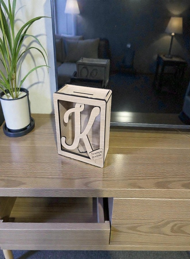 LACUM® Letter Piggy Bank - Custom Wooden Money Bank for Kids & Adults - Sunmica Coated Engineering Wood with Transparent Acrylic Front - Unique Gifts (Letter K) - Image 5
