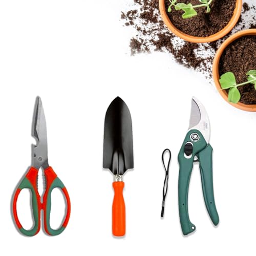 Cinagro Garden Tool Kit 3 Pieces - Pruning Shears, Garden Trowel & Scissor, Terrace Gardening Accessories, Gardening Tools Kit for Home Garden, Farming Tools - Image 1