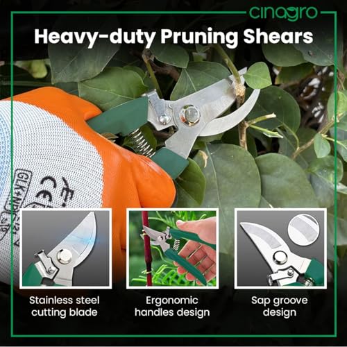 Cinagro Garden Tool Kit 3 Pieces - Pruning Shears, Garden Trowel & Scissor, Terrace Gardening Accessories, Gardening Tools Kit for Home Garden, Farming Tools - Image 3