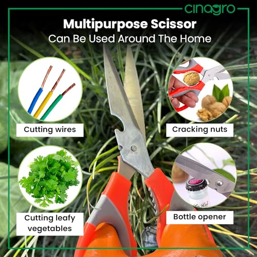 Cinagro Garden Tool Kit 3 Pieces - Pruning Shears, Garden Trowel & Scissor, Terrace Gardening Accessories, Gardening Tools Kit for Home Garden, Farming Tools - Image 4