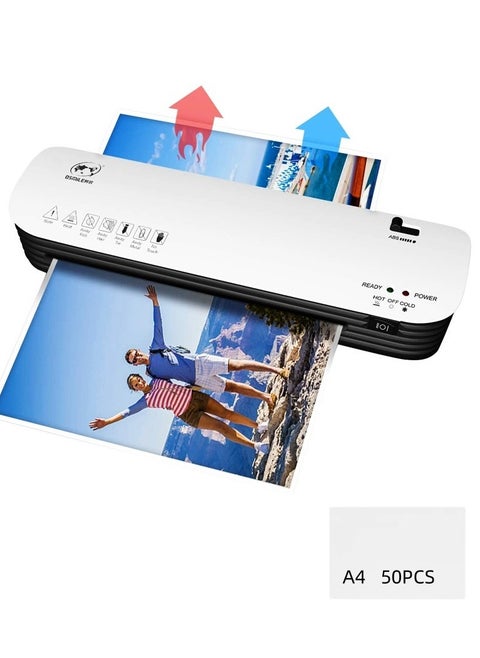 SL299 Hot And Cold Laminating Machine, A4 Laminator Machine Hot and Cold Lamination 2 Roller System with ABS Button for Home Office School Supplies