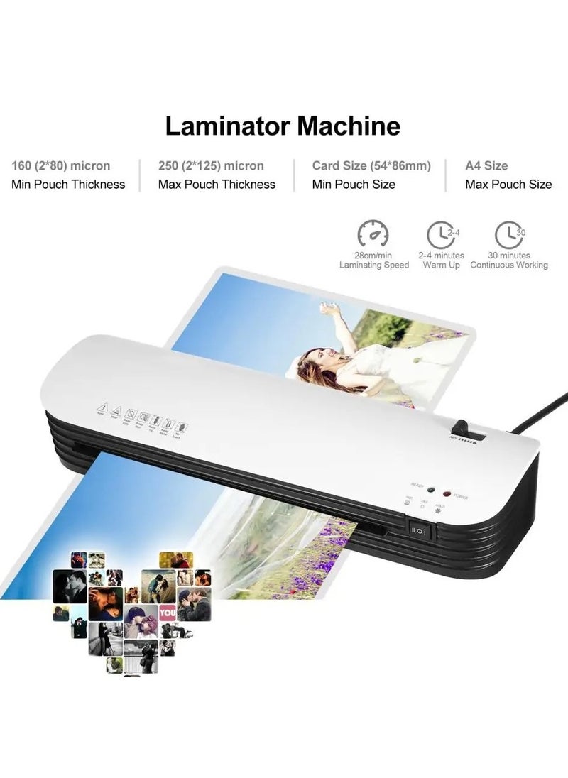 SL299 Hot And Cold Laminating Machine, A4 Laminator Machine Hot and Cold Lamination 2 Roller System with ABS Button for Home Office School Supplies