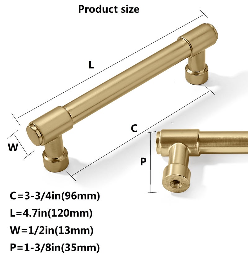 CABDM 10 Pack 3 3/4"(96mm) Champagne Bronze Cabinet Pulls Gold Drawer Pulls Kitchen Cabinet Hardware Champagne Brass Kitchen Handles for Cabinets Cupboard Handles Drawer Handles - Image 2