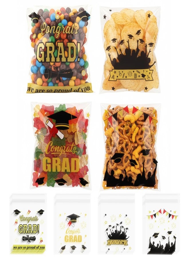 eowqeiur 100 PCS Clear Cellophane Graduation Candy Goodie Goody Treat Cookie Small Gifts Bags Package Graduation Party Favors Supplies Wrap Congrats Grad Decorations Class of 2026 Ziplock Pouches Baggies - Image 1