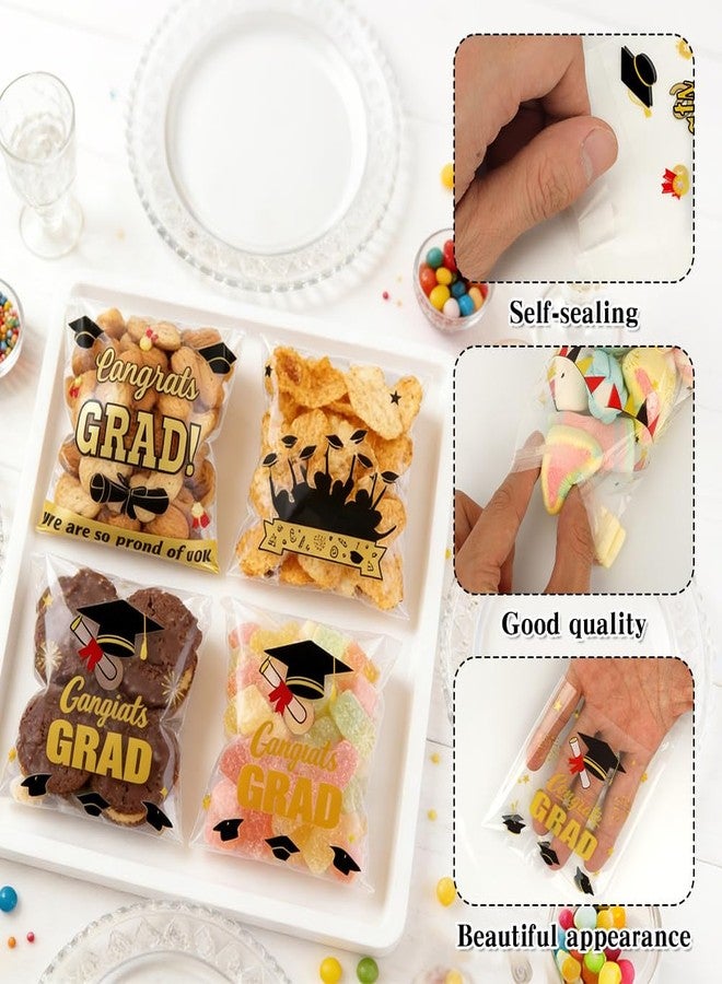 eowqeiur 100 PCS Clear Cellophane Graduation Candy Goodie Goody Treat Cookie Small Gifts Bags Package Graduation Party Favors Supplies Wrap Congrats Grad Decorations Class of 2026 Ziplock Pouches Baggies - Image 3