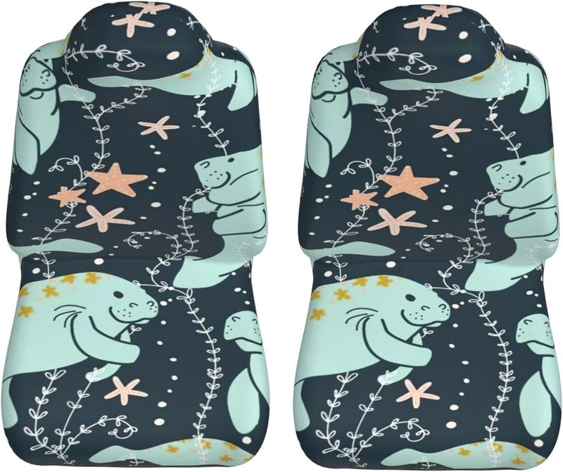 أغطية مقاعد السيارات من نوع Manatee Starfish Universal (مجموعة مكونة من قطعتين) - تناسب مقاعد السيارات الأمامية، الشاحنات، والسيارات الدفع الرباعي | تصميم قابل للتمدد، نفاذ للهواء - Image 5