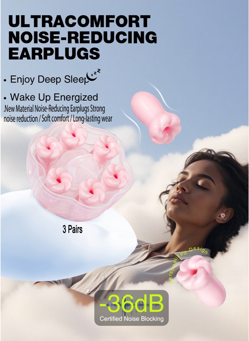 EARMOR E06 Pink Floral Sleep Earplugs For Kids & Adult, Single Size (3 Pairs), 36dB SNR ,Nano‑Soft Foam + AirSkin, 60s Slow‑Rebound, Side‑Sleeper Comfort, Exquisite Packaging Slow Rebound Quiet Noise Reduction Reusable Sound Proof Small Size Women Ear Plugs For Deep Focus ,Work, Travel, Study & Festival Earplugs With Beatiful Box High Quality Best Gift for Ramadan, Valentine’s Day, Mother’s Day - Image 3
