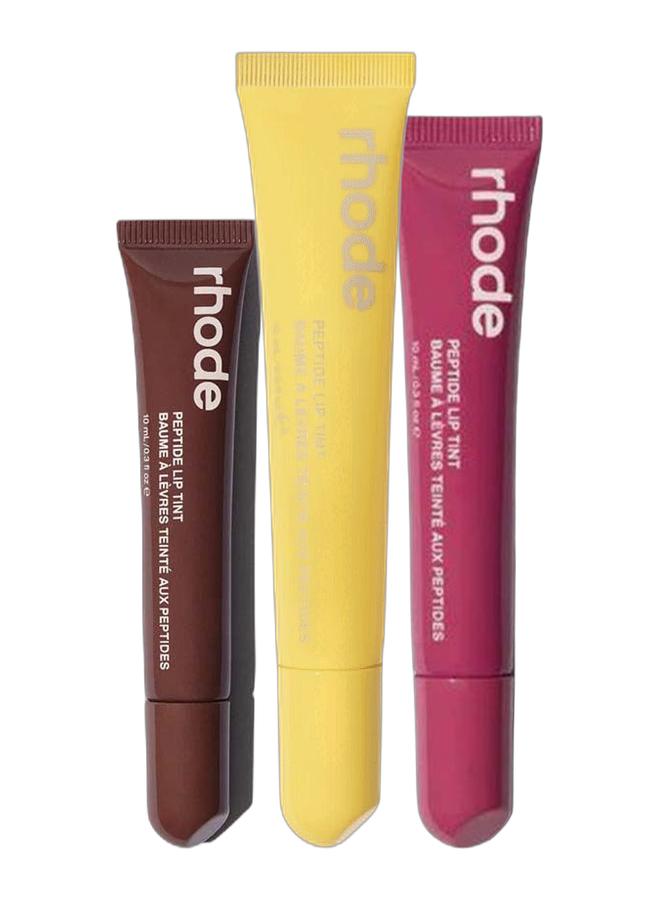 rhode Skin Peptide Lip Tint Lemontini shimmery sheer gold 10 ml & Skin Peptide Lip Tint Raspberry Jelly crushed berry 10ml & Skin Peptide Lip Tint Espresso rich brown 10ml Bundle - Image 1