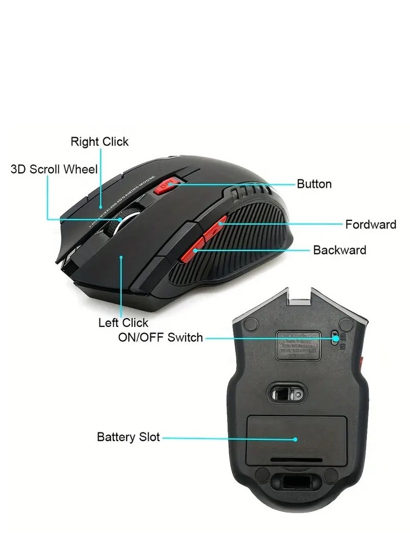 2.4GHz Wireless Gaming Mouse  Ergonomic Optical 6 Buttons Mice with USB Nano Receiver, Adjustable DPI, Silent Click, Portable Computer & Laptop Accessories for Office and Gamers - Image 2