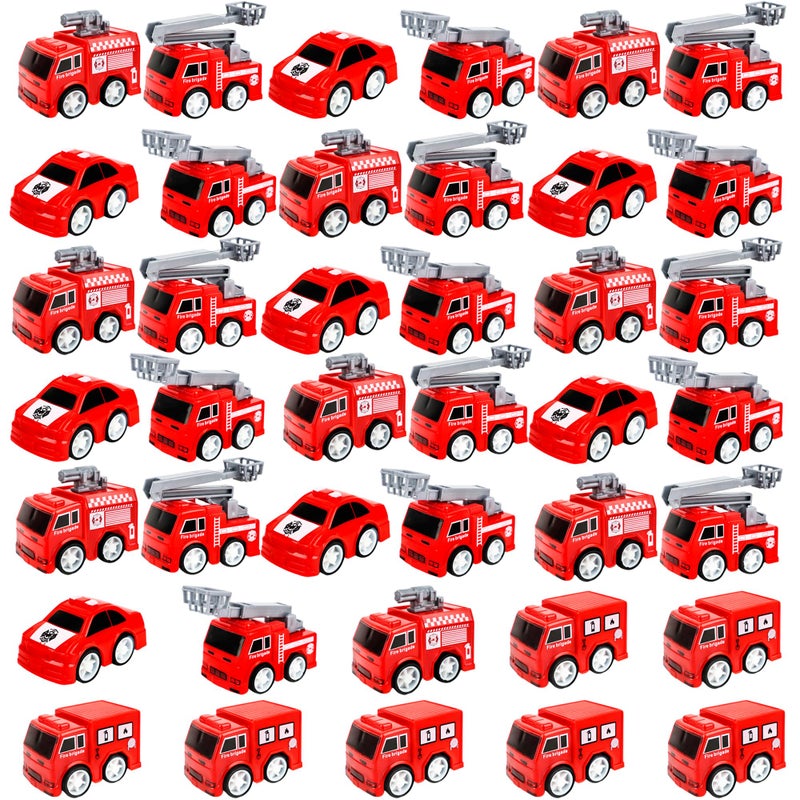 Conagel 40 Pcs Mini Pullback Fire Truck Toy Plastic Pull Back Firetrucks Toy Bulk Small Fire and Emergency Toy Trucks Set for Kids Firefighter Birthday Party Supplies 5 Styles - Image 3