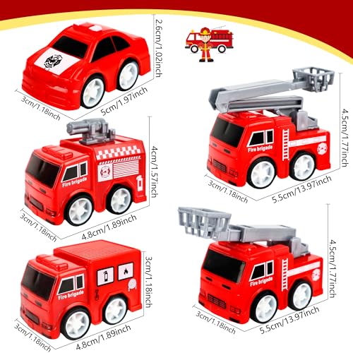 Conagel 40 Pcs Mini Pullback Fire Truck Toy Plastic Pull Back Firetrucks Toy Bulk Small Fire and Emergency Toy Trucks Set for Kids Firefighter Birthday Party Supplies 5 Styles - Image 5