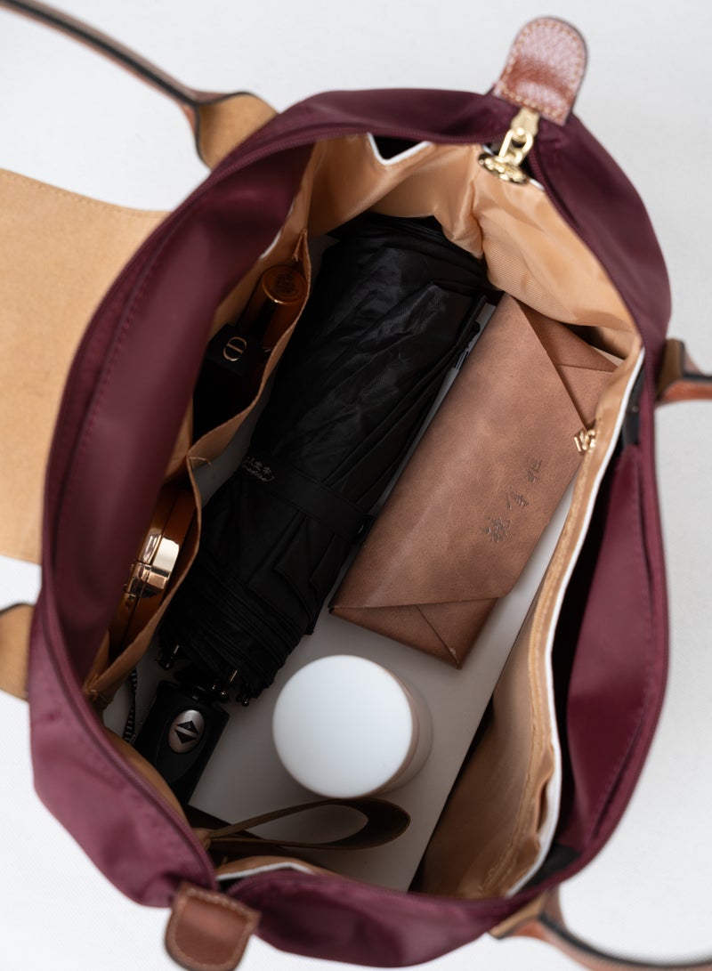 لونج شامب Longchamp Le Pliage حقيبة كبيرة مع إدراج، حقيبة longchamp (النبيذ الأحمر) النسائية الموضة الكلاسيكية متعددة الاستخدامات حقيبة ماكياج كبيرة، حقيبة اليد، حقيبة الكتف - Image 3