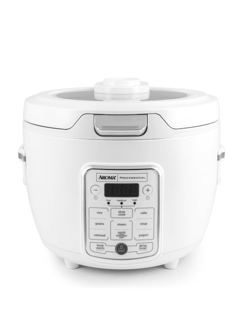 AROMA Professional Digital Rice Cooker 10Cup Uncooked  20Cup Cooked Slow Cooker Multicooker Steamer Oatmeal Cooker Auto Keep Warm SautthenSimmer 4 Qt White ARC1230W