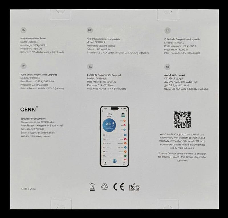 UP 100 Smart Scale with Bluetooth Body Fat Scale Bathroom Digital Wireless 12 Scale Weight Fat BMI Fitness Composition Analysis Black White LB KG - Image 5