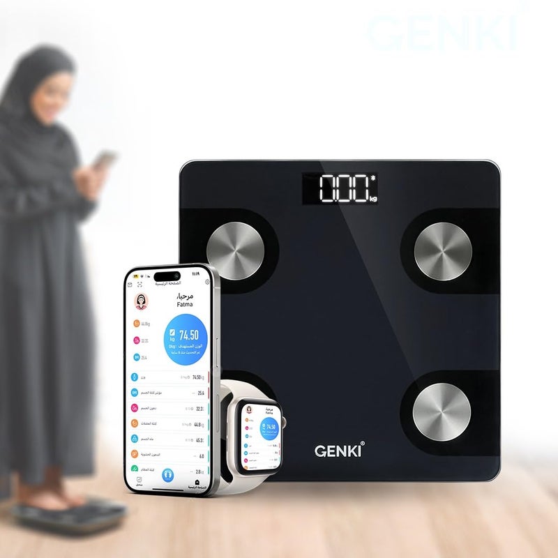 UP 100 Smart Scale with Bluetooth Body Fat Scale Bathroom Digital Wireless 12 Scale Weight Fat BMI Fitness Composition Analysis Black White LB KG - Image 1