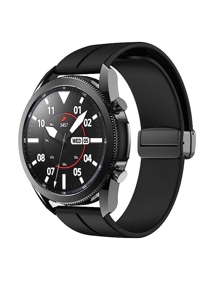 20mm Silicone Strap With Magnetic Folding Buckle For Oraimo Tempo S2 OSW-11N- Smart Watch Black  - Image 4