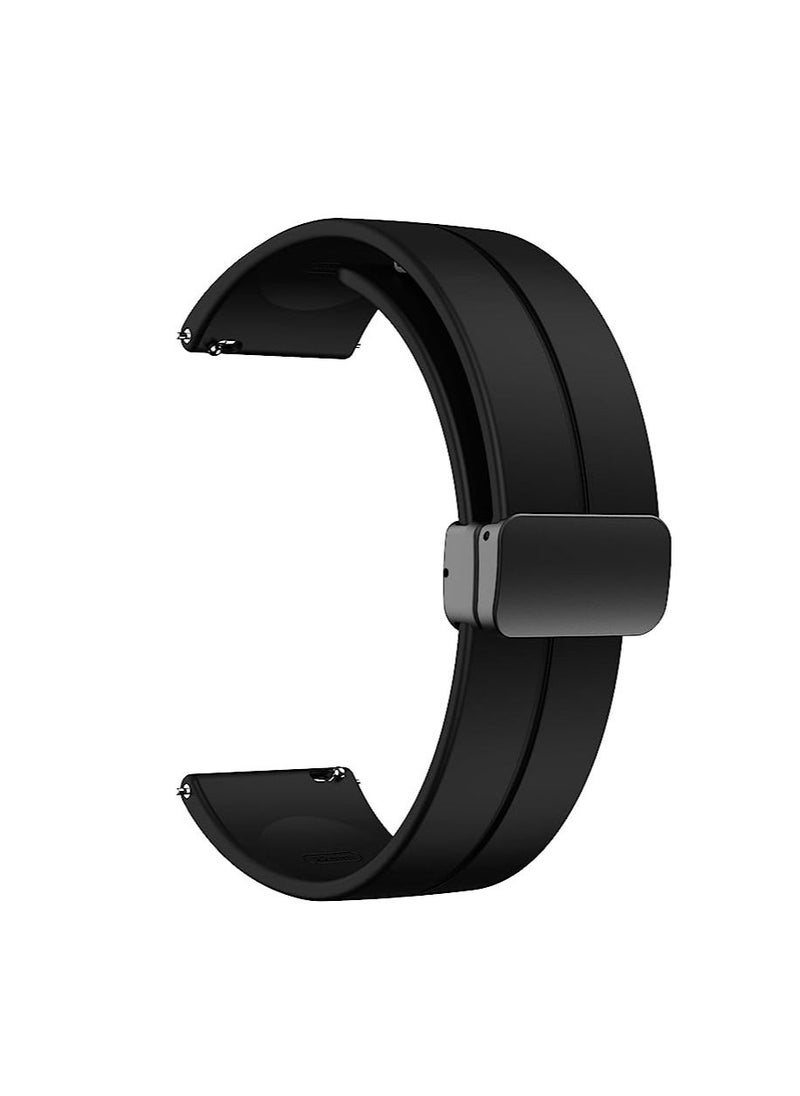 20mm Silicone Strap With Magnetic Folding Buckle For Oraimo Tempo S2 OSW-11N- Smart Watch Black  - Image 1