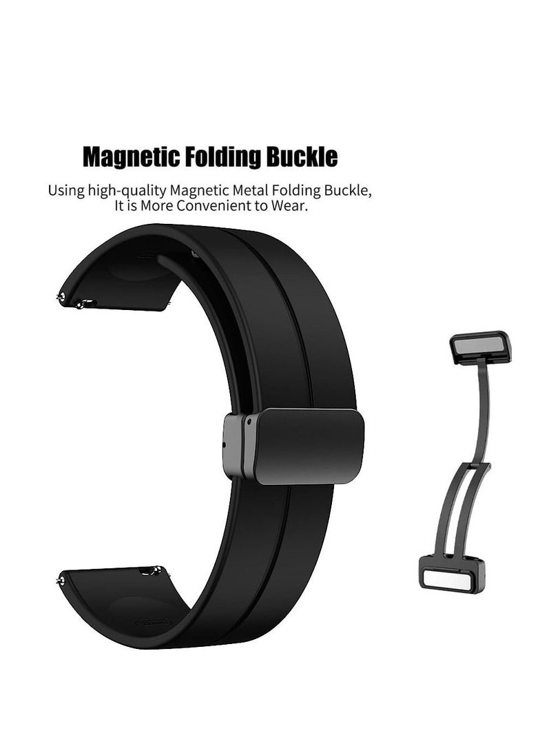 20mm Silicone Strap With Magnetic Folding Buckle For Oraimo Tempo S2 OSW-11N- Smart Watch Black  - Image 3