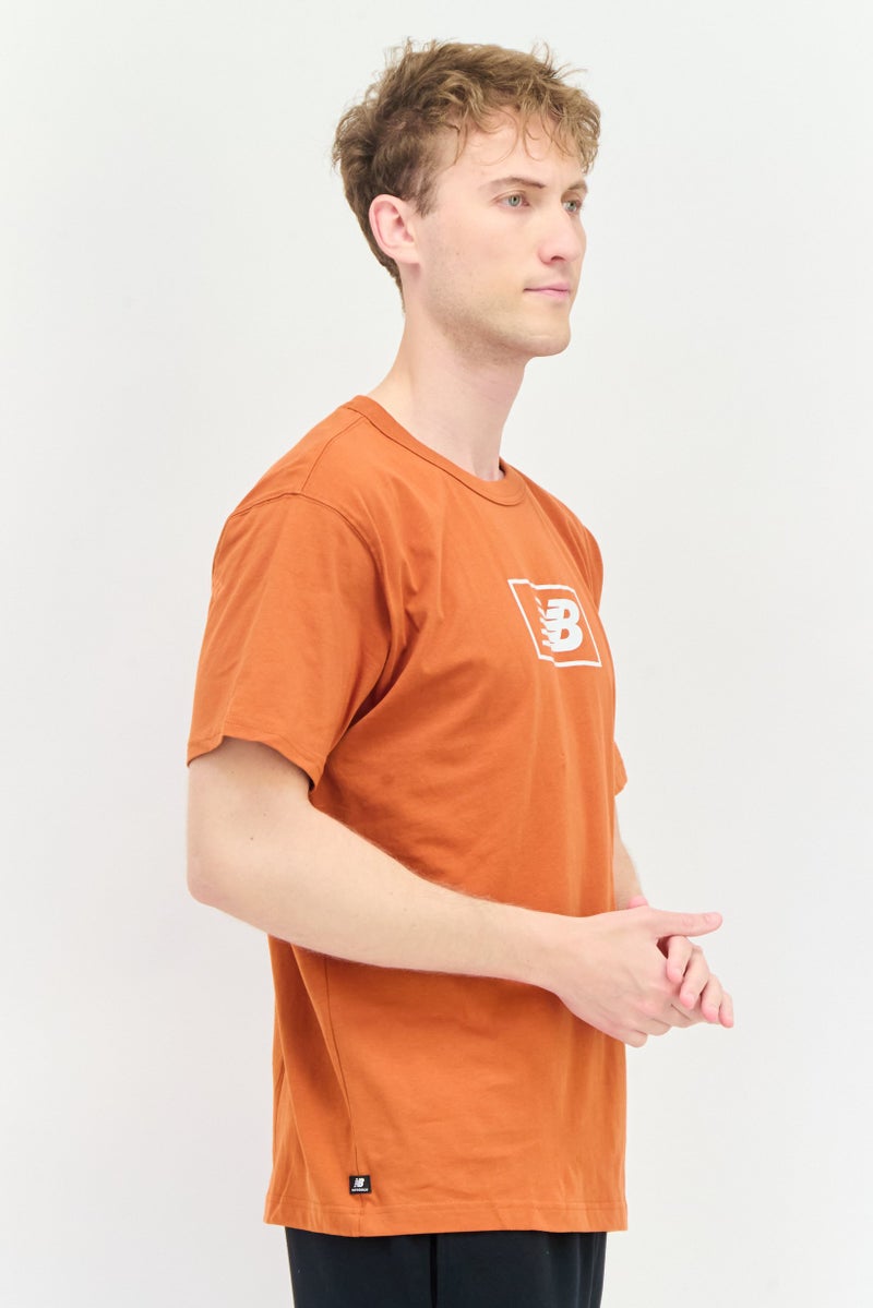 New Balance Men Relaxed Fit Short Sleeves Outdoor T-Shirt, Rust - Image 3