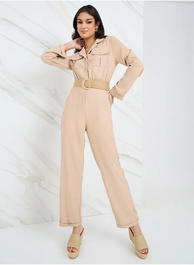 ستايلي Straight Leg Tailored Jumpsuit with Belt