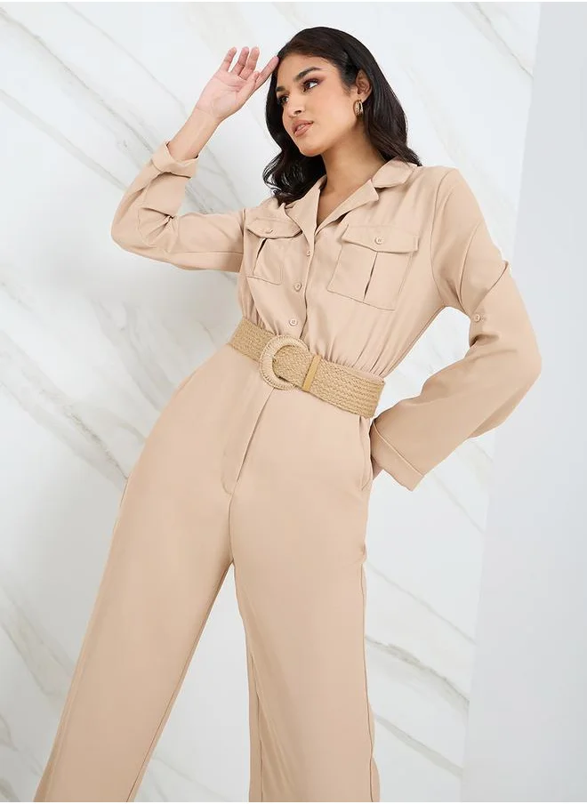 ستايلي Straight Leg Tailored Jumpsuit with Belt