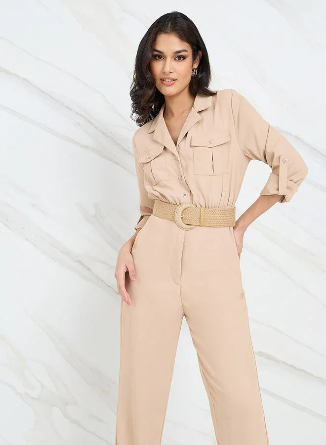 Styli Straight Leg Tailored Jumpsuit with Belt