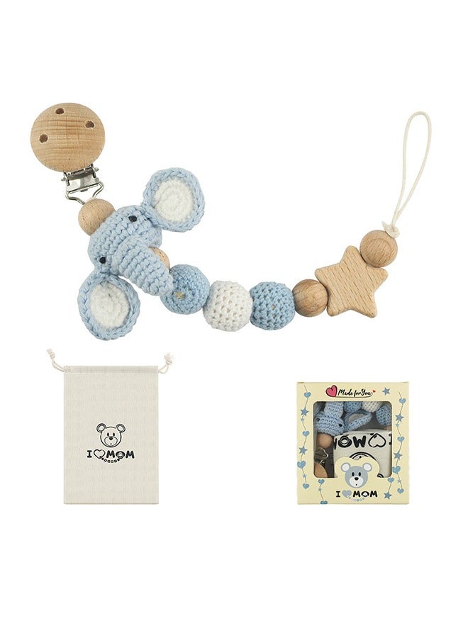 Baby Wooden Pacifier Holder, Elephant Shape - Image 1