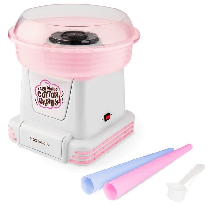 COTTON CANDY MACHINE RETRO COTTON CANDY MACHINE FOR KIDS WITH 2 REUSABLE CONES 1 SUGAR SCOOP AND 1 EXTRACTOR HEAD WHITE