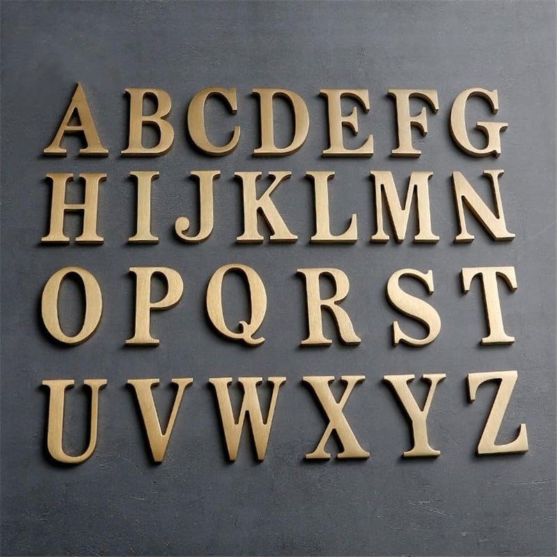 BWRMHME 2.6Inch Soild Brass Sticker English Letters, Metal Alphabet Letters Ornament, Wall Self Adhesive Letters and Numbers, House Address Signage, Door Numbers, letters Decor Hardware (Letter A) - Image 5