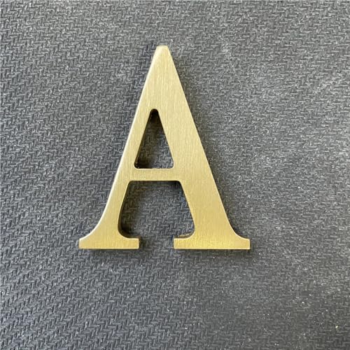 BWRMHME 2.6Inch Soild Brass Sticker English Letters, Metal Alphabet Letters Ornament, Wall Self Adhesive Letters and Numbers, House Address Signage, Door Numbers, letters Decor Hardware (Letter A) - Image 1
