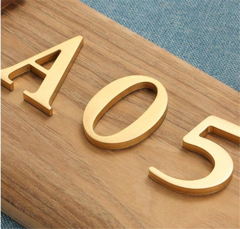 BWRMHME 2.6Inch Soild Brass Sticker English Letters, Metal Alphabet Letters Ornament, Wall Self Adhesive Letters and Numbers, House Address Signage, Door Numbers, letters Decor Hardware (Letter A) - Image 4