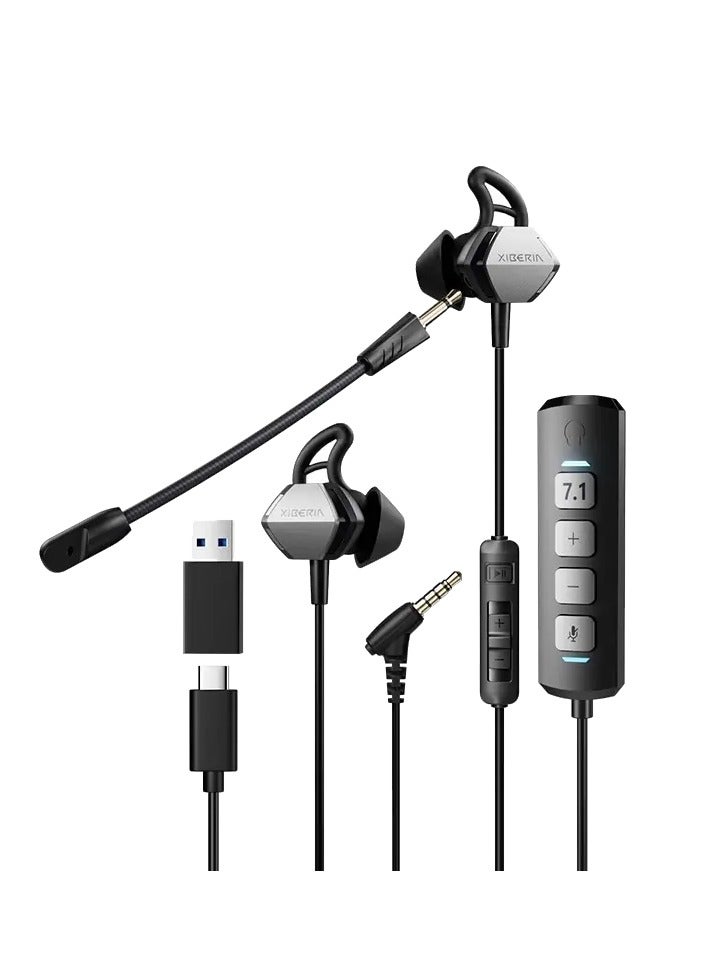 Xiberia MG-2S Wired Gaming Headset In-Ear for PC, Mobile, iPad 7.1 Surround Built-in Sound Card for Enhanced Performance Designed to Reduce Noise During Gaming Built-in 1.20cm Microphone - Image 1
