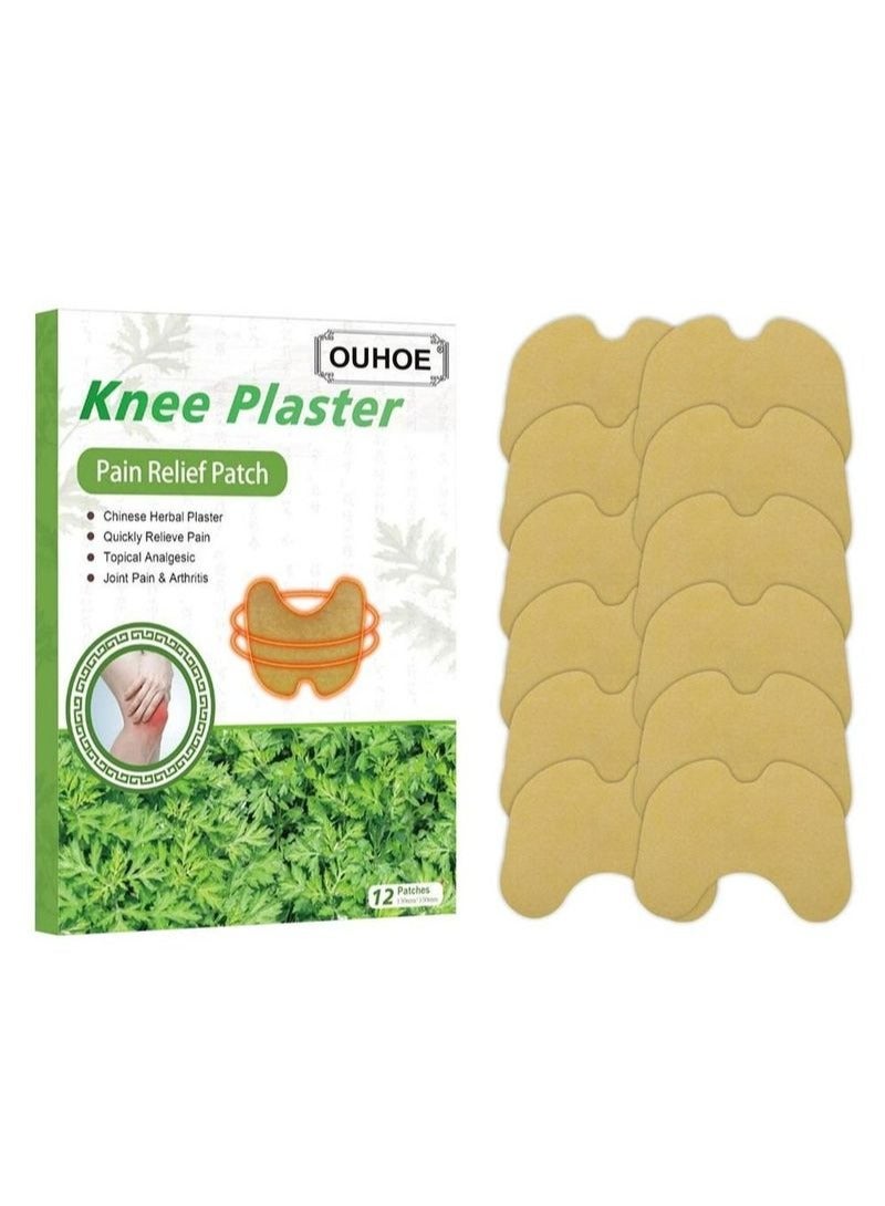 OUHOE 12 Patches Knee Pain Relief Patches Warming Herbal Plaster Arthritis Pain Patches Heat Patches for Knee Pain Relief and Inflammation Long Lasting Relief of Joint Pains - Image 1