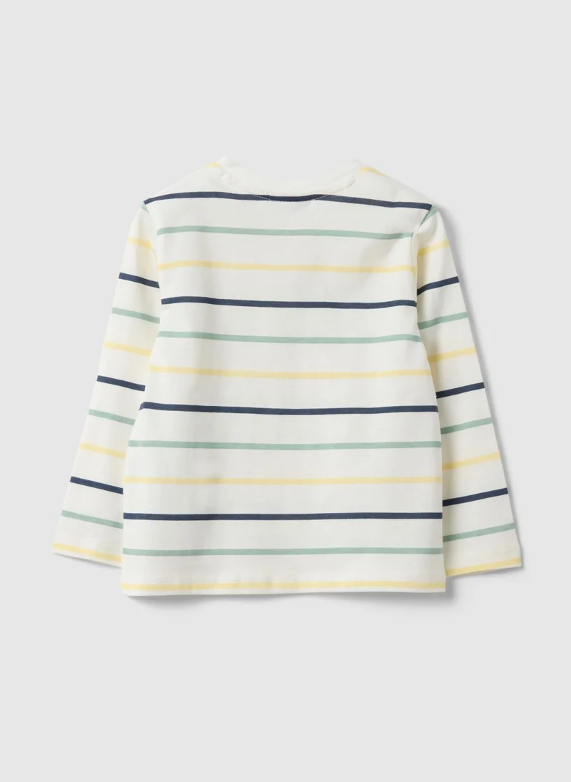 Ovs OVS Long-Sleeve Pure Cotton Multicolour Striped T-Shirt