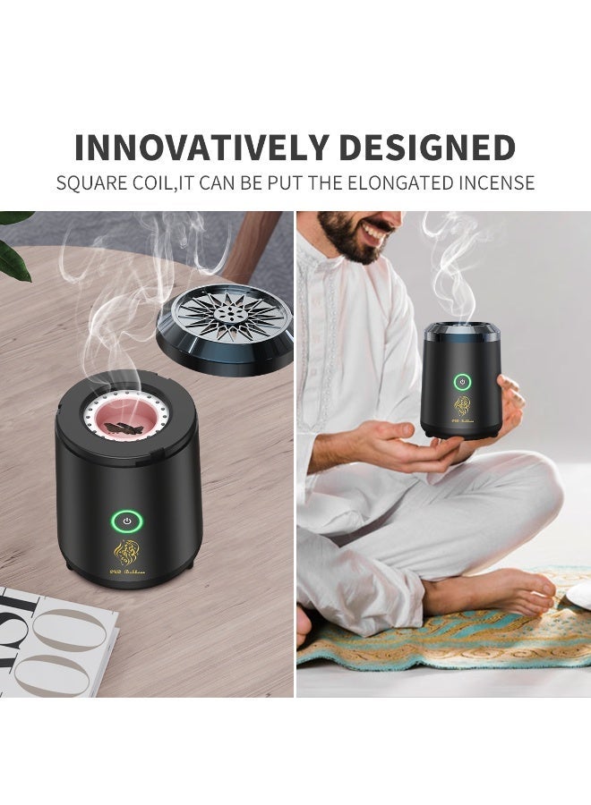 Nexloop Electric Bakhoor Burner, Portable Oud Incense Diffuser for Car, Home, Office, and Mosque, Black - Image 3