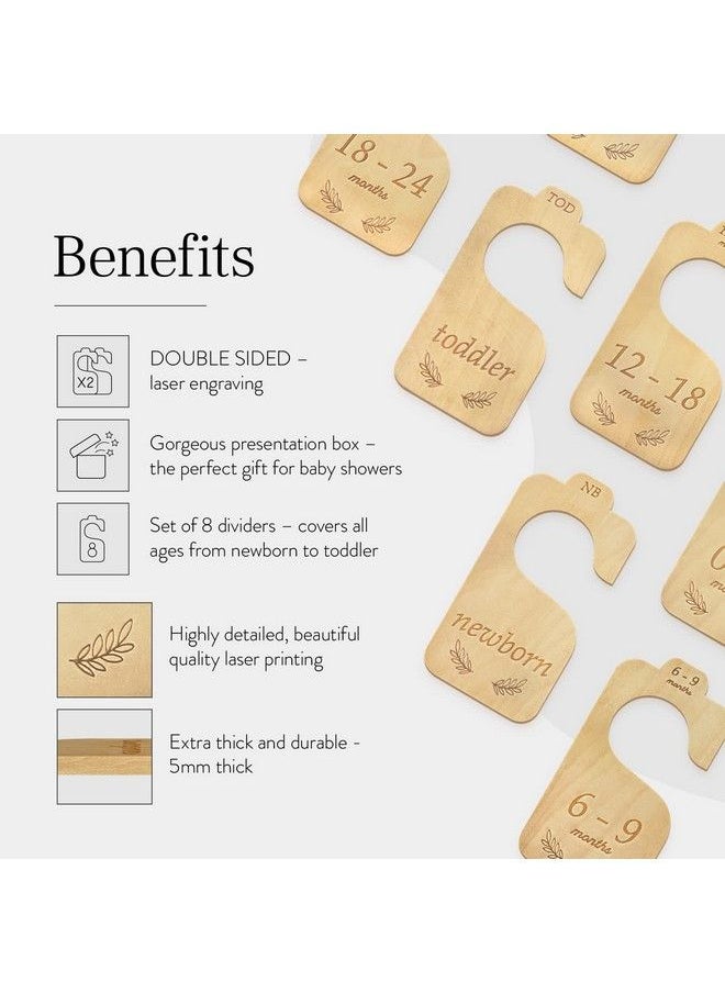 Eli with Love - Baby Closet Dividers (Classic) By Eli With Love 8 Premium Wood Double Sided Baby Closet Size Dividers Ideal Baby Clothes Dividers For Closet Organize Nursery Closet Hangers By Size;Age - Image 1