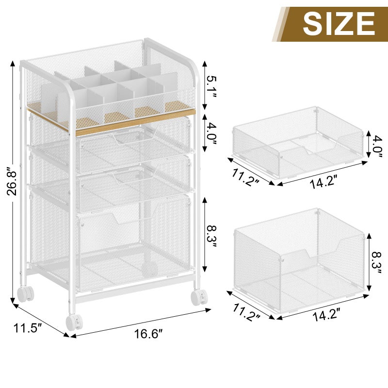 Jakyitvi Makeup Cart Organizer with 3 Drawers,Floor Skincare Organizers with Dividers, Vanity Organizer Cosmetics Display Cases Holder for Skin Care Nail Polish Perfume Makeup brush Hair Tool,White - Image 3