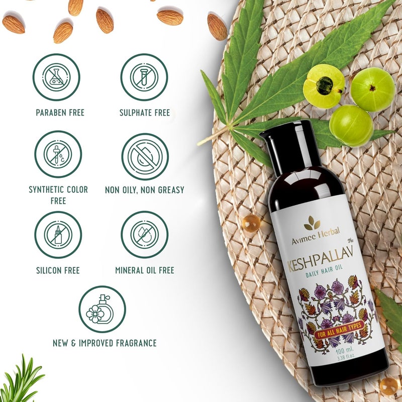 Avimee Herbal Keshpallav Plus Hair Oil for Men Women Non Oily Non Greasy with Soothing Fragrance With Rosemary to Fight Hair Fall 100 ml - Image 4