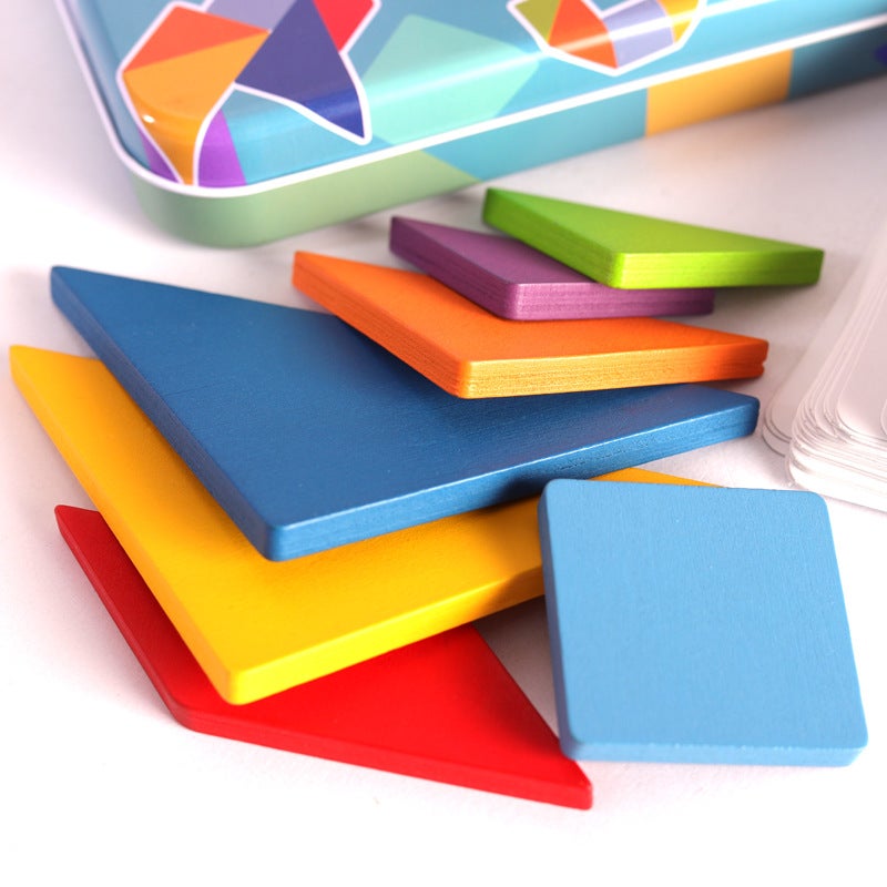 Children'S Wooden Colorful Jigsaw Puzzle Iron Box Storage Puzzle Puzzle Puzzle Early Education Intelligence Digital Letter Toys - Image 3