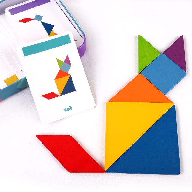 Children'S Wooden Colorful Jigsaw Puzzle Iron Box Storage Puzzle Puzzle Puzzle Early Education Intelligence Digital Letter Toys - Image 4