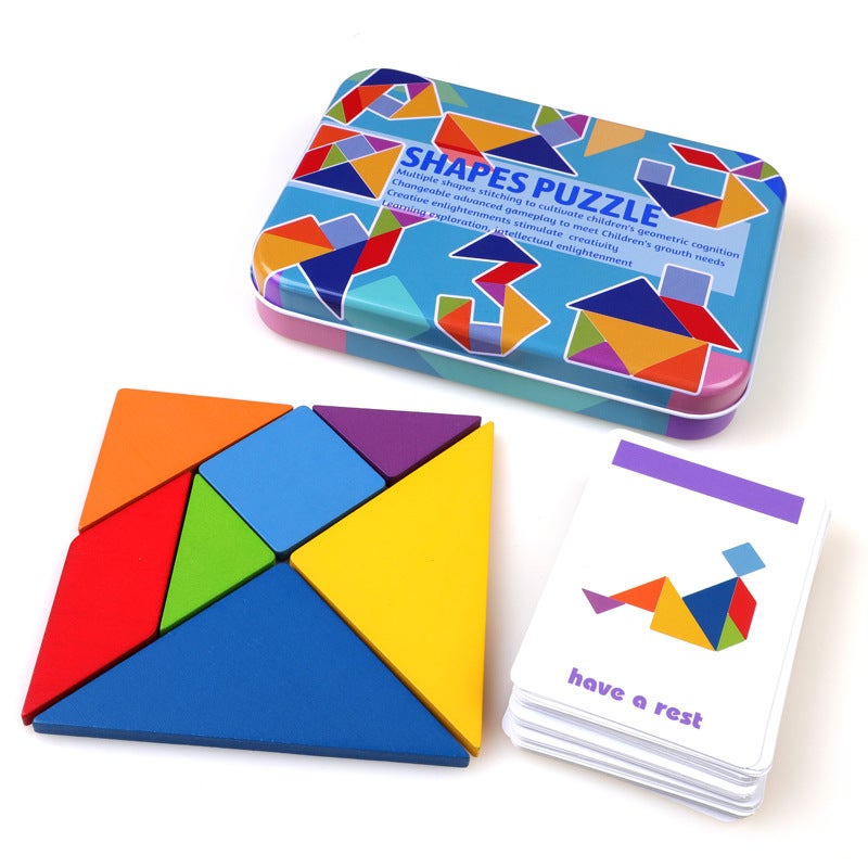 Children'S Wooden Colorful Jigsaw Puzzle Iron Box Storage Puzzle Puzzle Puzzle Early Education Intelligence Digital Letter Toys - Image 2