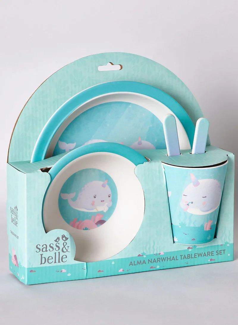 Sass & Belle Set of 5 Narwhal Bamboo Tableware