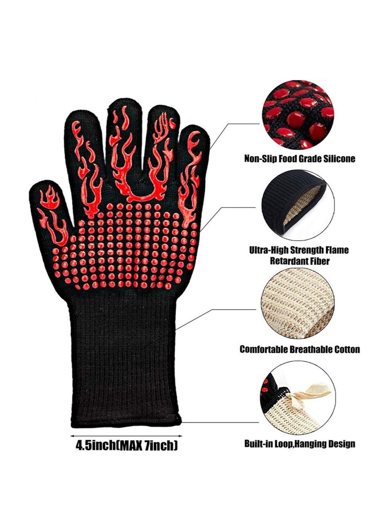 Generic BBQ Gloves,1472℉(800℃) Extreme Heat Resistant Grill Gloves,14 inch Ultra-Long Wrist Cooking Gloves for Barbecue,Cooking,Silicone Non-Slip Cooking Gloves 1 Pair  - Image 2