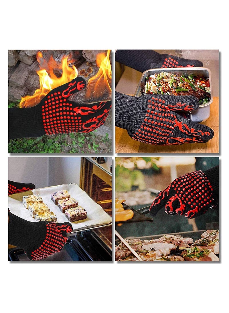 Generic BBQ Gloves,1472℉(800℃) Extreme Heat Resistant Grill Gloves,14 inch Ultra-Long Wrist Cooking Gloves for Barbecue,Cooking,Silicone Non-Slip Cooking Gloves 1 Pair  - Image 4