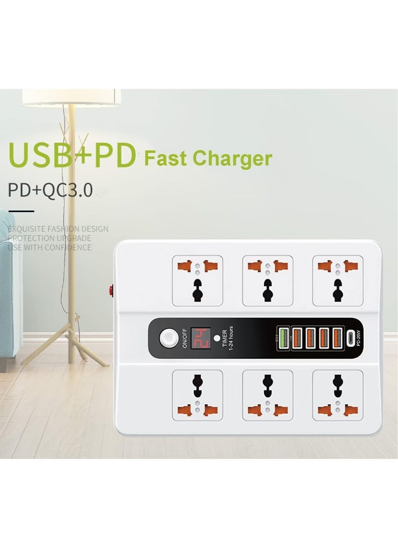 TIGER Power Strip Surge Protector with USB, 6 AC Outlets & 5 USB Ports (1 PD), Flat Plug Extension Cord, 6ft Power Cord, Compact Desktop Socket with LED Indicator – Safe Charging for Home, Office, and Travel  - Image 3